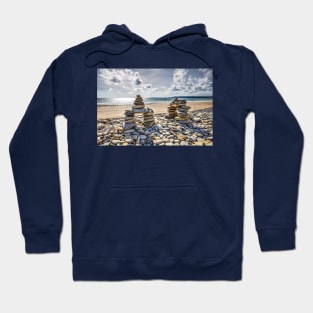 Rock Cairns On Amroth Beach, Wales Hoodie